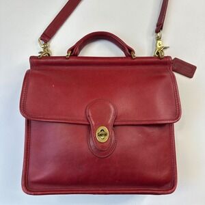 Coach Red Leather Top-Handle Crossbody Bag with Gold Hardware